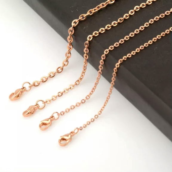20pcs Wholesale Womens Strong Rose Gold Stainless Steel Rolo Chain Necklace