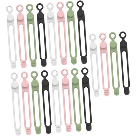 20pcs Winder Silicone Zip Ties Cord Organizer Silicone Ties Silicone Wire Organizer Cord Organizer Straps Silicone Cord Winder Silica Gel Fastening Cable Ties USB Cable Ties Twine