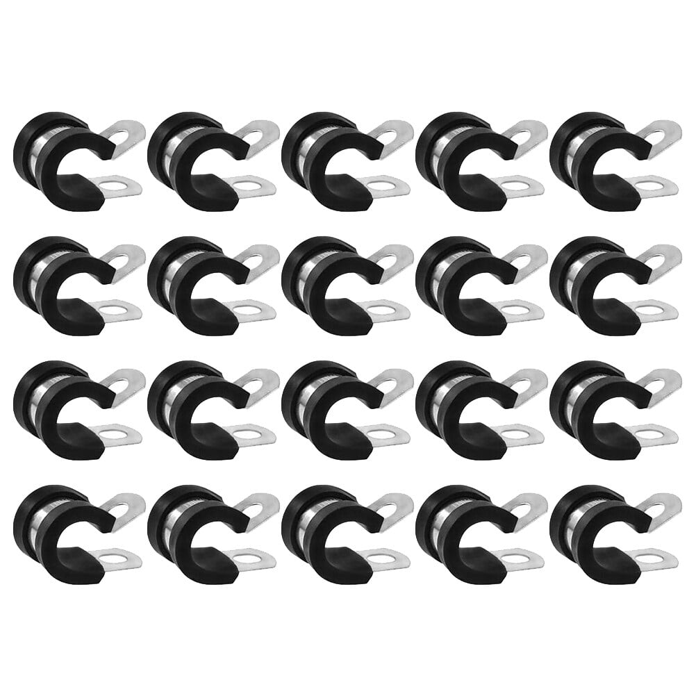 20pcs Wire Clamps Stainless Steel Pipe Clamps Rubber Cushion Cable