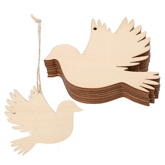 Charming Unfinished Wood Bird Cutouts for Hanging with Predrilled Holes and Twine 20 Pieces Beige