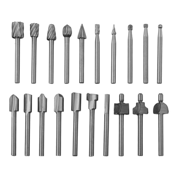 20pcs Wood Carving Engraving Drill Bit Set 1/8" Shank HSS Router Bits Burr Rotary Tools For Wood Stone Carving Milling Cutter
