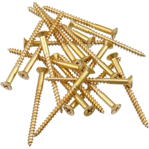 20pcs Wood Screws #4 2" Cross Screws Brass Serrated Thread Screws for Furniture Lamps Doors (M4*50mm)