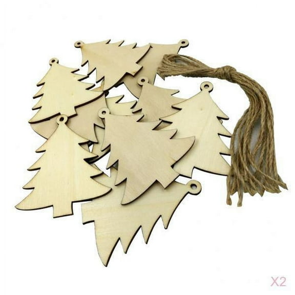20pcs Wooden Cutout Gift Tag Wooden Pendants Christmas Tree Decor