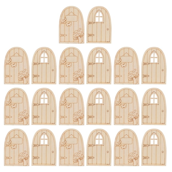 20pcs Wooden Fairy Door Miniature Door Creative Craft Door Decoration