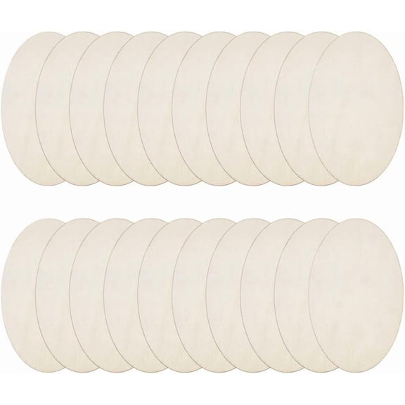 20pcs Wooden Oval Cutout 5.9 x 3.5 Inch Unfinished Wooden Blank Slices Crafts Natural Wood Circles DIY Plank Cutout Craft Supplies