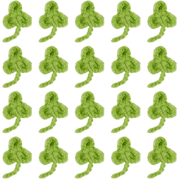 20pcs Woolen Yarn Crochet Woolen Yarn Crochet Clover Yellow Green 40~44x27~27.5x5~6mm