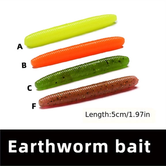 20pcs Worm Fishing Bait Kit - 4 Colors Soft Plastic Lures for Trout and Bass Fishing Rod Worm Bionic Fake Bait, T-Tail Soft Bait Insect Microbile Bait, Tackle, Fishing Soft Bait