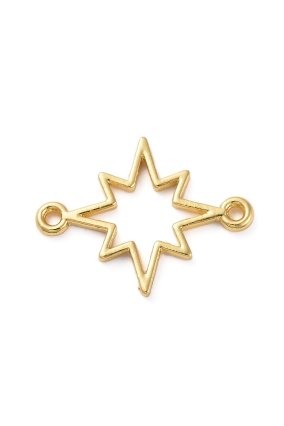 20pcs Zinc Alloy Open Back Bezel Links For UV Resin Epoxy Resin Pressed Flower Jewelry Star Golden 20x25x1.5mm Hole: 1.6mm