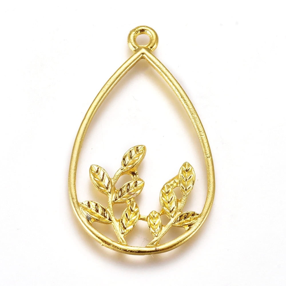 PandaHall 5pcs Open Back Bezel Charms – Matte Gold Blank Frames For Resin Jewelry Making