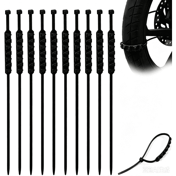 20pcs Zip Tie Tire Chains for Motorcycles & E-Bikes, Reusable Universal Emergency Snow Chains for Motorcycles & E-Bikes, Anti-Skid Nylon Wheel Protection for Snow and Ice