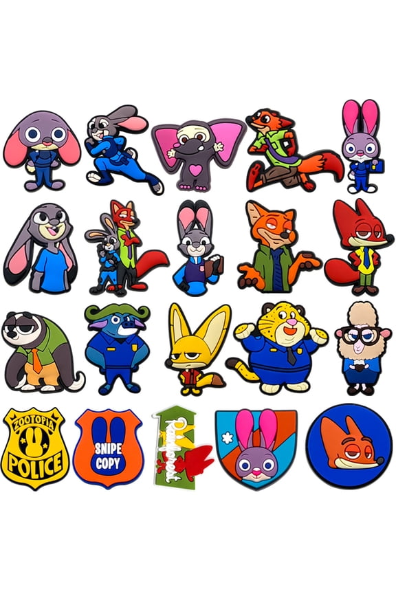 20pcs Zootopia Kid's Lovely Cartoon Shoe Charms Men Women Shoes Decoration for Boys Girls Birthday Gifts