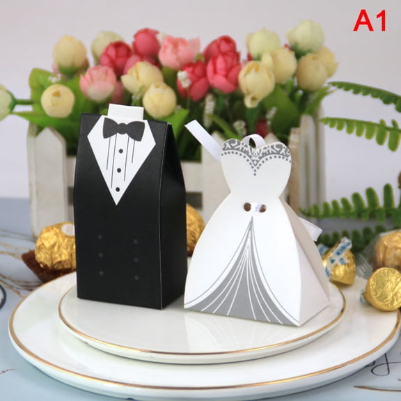 20pcs/lot Bride and Groom Dresses Wedding Candy Box Gift Bags DIY Wedding Decor