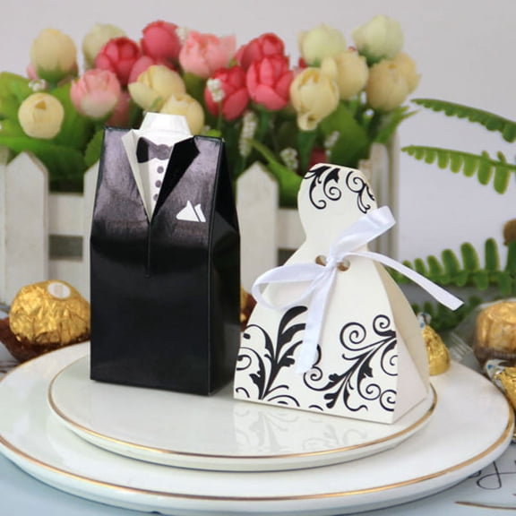 20pcs/lot Bride and Groom Dresses Wedding Candy Box Gift Bags DIY Wedding Decor