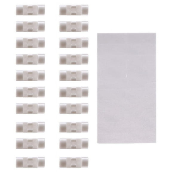 20pcs/lot Wire Fixing Clamp Clip Desktop Wire Clear Up Clips Holder Clamps Cable Clip Device USB Cord Clips Holder Organiserwhite