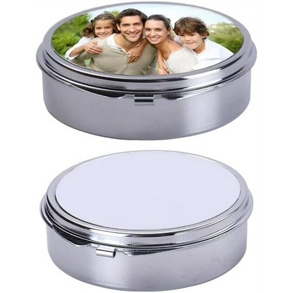 20pieces Sublimation Blank Metal Round Pill Box 3 Compartment Medicine Pill Case Portable Small Box