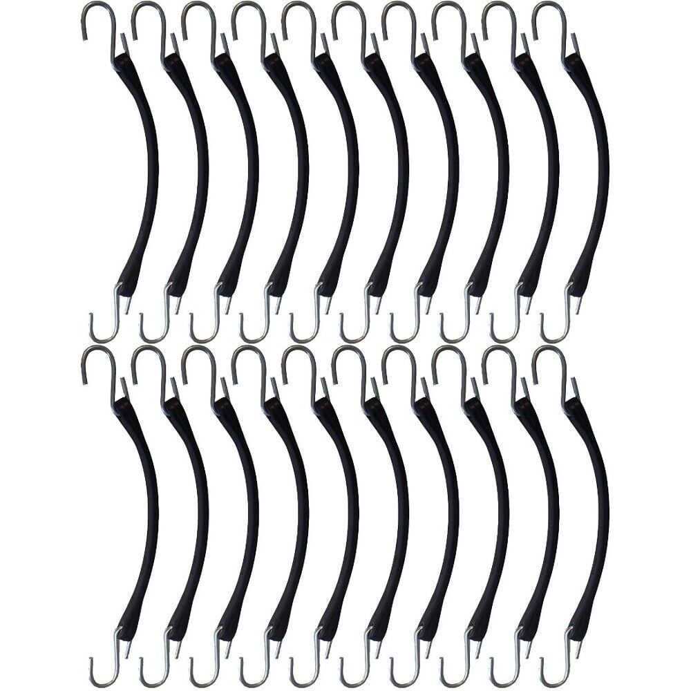 20pk 9" Heavy Duty Natural Rubber Tarp Straps Tarp Tie Down Bungee Cords