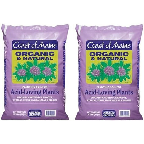 , 20qt (Pack of 2) Organic and Natural Planting Soil for Acid-Loving Plants - Rhodys, Azaleas, Ferns, Hydrangeas & Berries