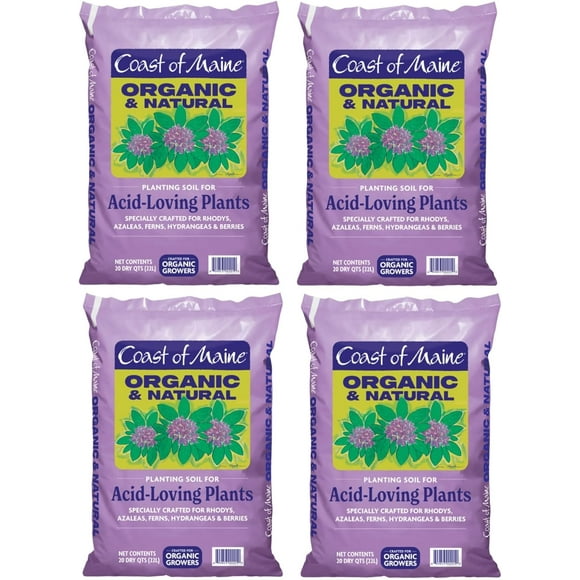 20qt (Pack of 4) Organic and Natural Planting Soil for Acid-Loving Plants - Rhodys, Azaleas, Ferns, Hydrangeas & Berries