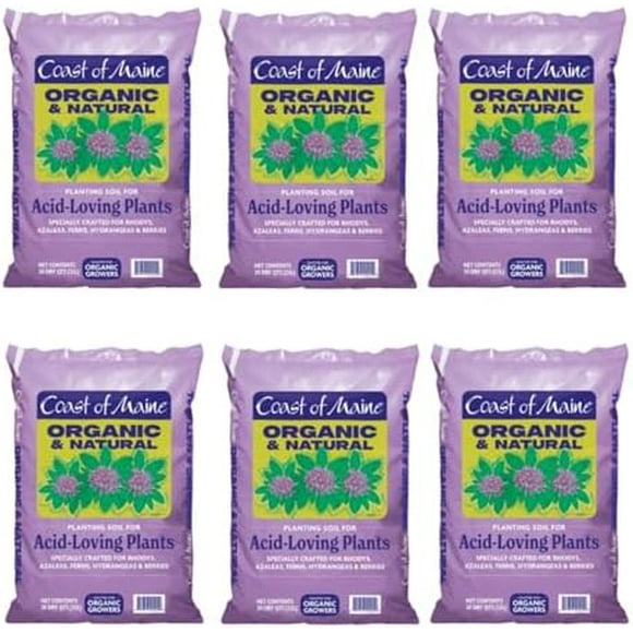 , 20qt (Pack of 6) Organic and Natural Planting Soil for Acid-Loving Plants - Rhodys, Azaleas, Ferns, Hydrangeas & Berries
