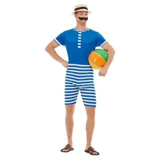 20s Bathing Suit Costume Adult Blue White