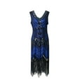 thumbnail image 1 of 20s Flapper Dresses for Women Plus Size Beaded Tassel Sequin Vintage Dress Fringe Hem Party Cocktail Prom Gowns Blue M, 1 of 2