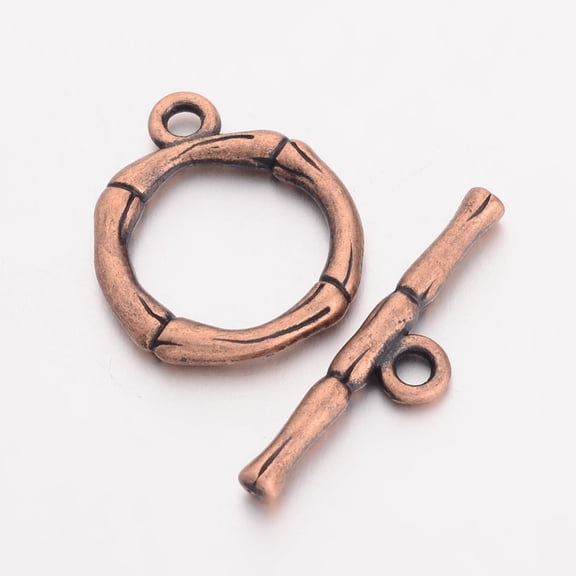 20sets Alloy Toggle Clasps Lead Free and Cadmium Free Red Copper color Size: Ring: about 20.5x17mm Hole: 2mm Bar: 26x6x3mm Hole: 2mm