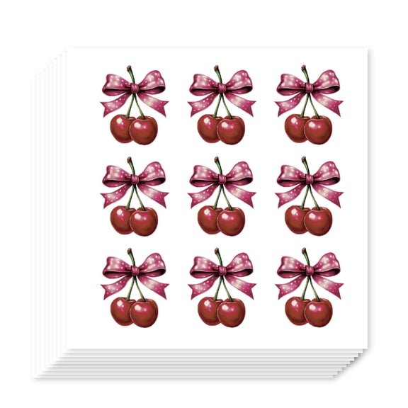 20sheets Self-Adhesive Paper Decorative Stickers for Party Decorative Presents Sealing Cherry 90x90mm Stickers: 25mm 9pcs/sheet Paper