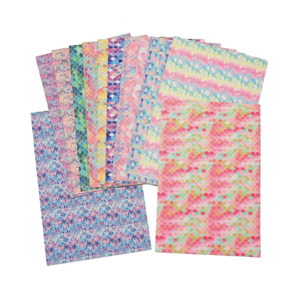 20sheets Sparkle PU Leather Fabric Self-adhesive Fabric for Shoes bag Sewing Patchwork Craft Appliques Mixed color 30x20x0.1cm