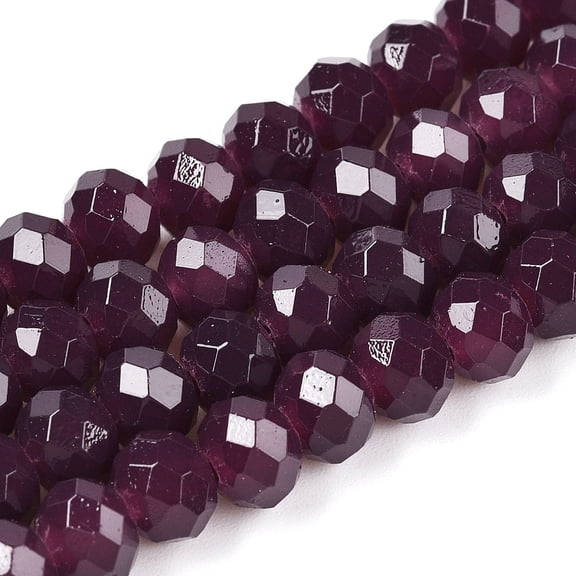 20strands Baking Painted Imitation Glass Bead Strands Faceted Rondelle Purple 3x2mm Hole: 0.8mm about 144~150pcs/strand 35~37cm