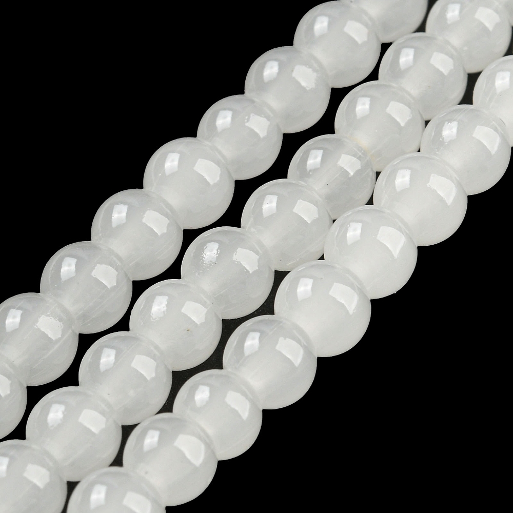 20strands Baking Painted Imitation Glass Round Bead Strands White 6.5mm Hole: 1.5mm about 135~140pcs/strand 31.8 inch