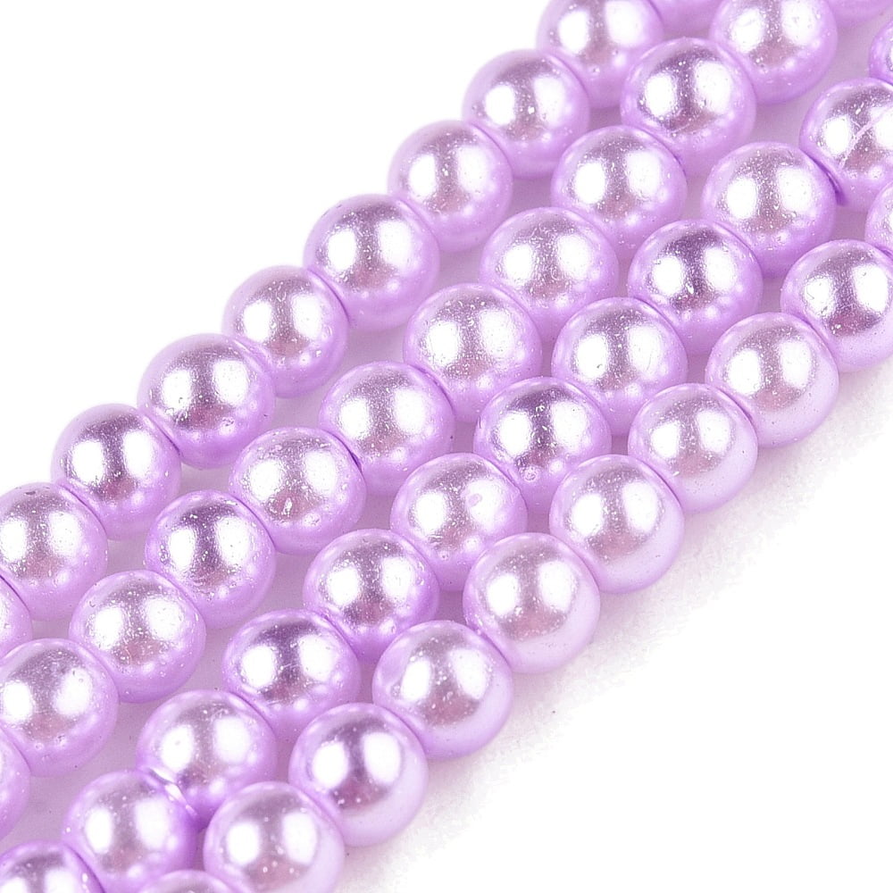 20strands Baking Painted Pearlized Glass Pearl Round Bead Strands Lilac 4~5mm Hole: 1mm about 200~210pcs/strand 31.4 inch