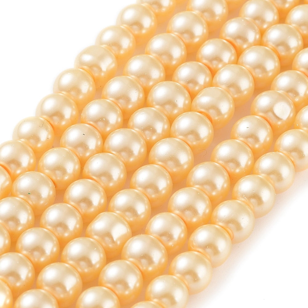 20strands Baking Painted Pearlized Glass Pearl Round Bead Strands Moccasin 6~7mm Hole: 1mm about 135~140pcs/strand 31.4 inch