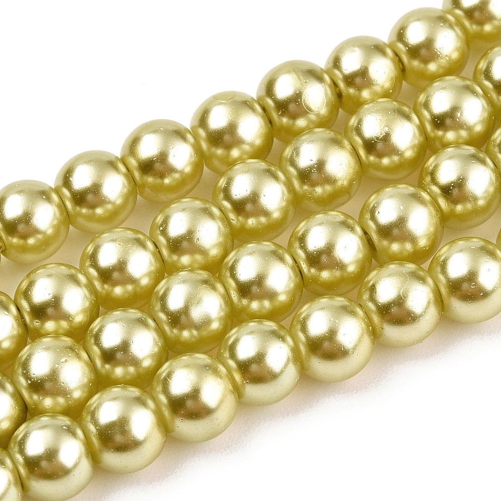 20strands Baking Painted Pearlized Glass Pearl Round Bead Strands Yellow Green 6~7mm Hole: 1mm about 135~140pcs/strand 31.4 inch
