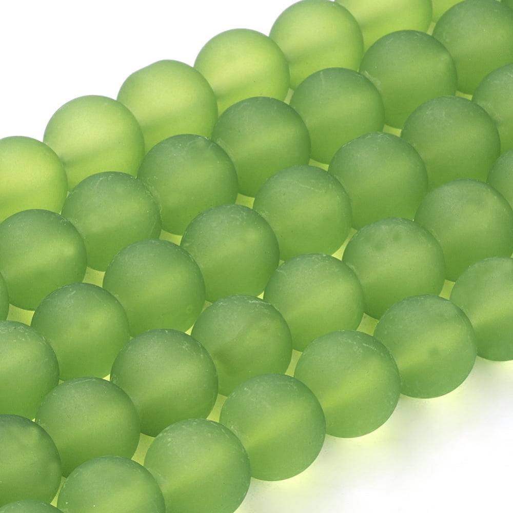 20strands Baking Painted Transparent Glass Bead Strands Frosted Round Lime Green 8mm Hole: 1~1.6mm about 99pcs/strand 31.4 inch