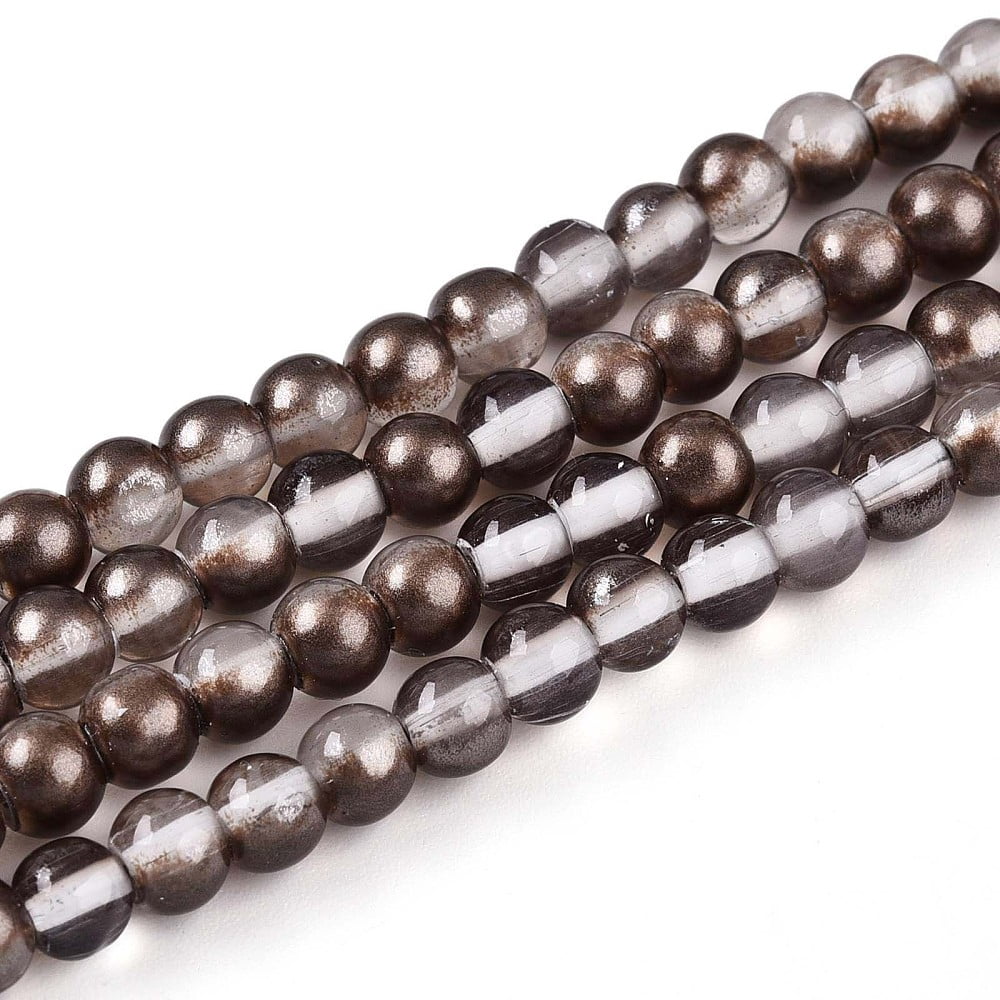 20strands Baking Painted Transparent Glass Beads Strands Round Two Tone Saddle Brown 4~5mm Hole: 0.7mm about 186~193pcs/strand 29.53~31.10 inch(75~79cm)