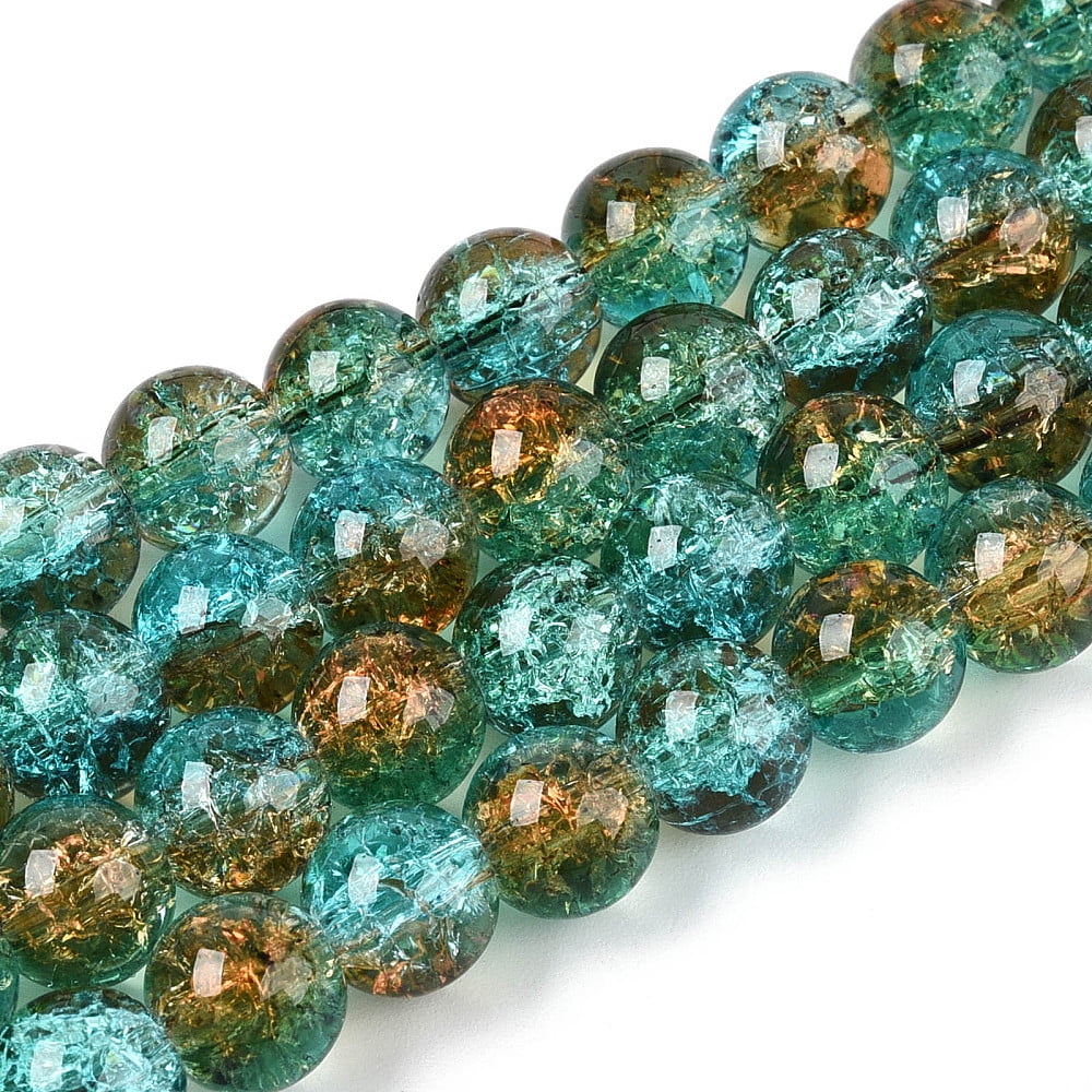20strands Glass Beads Strands Round Two Tone Dark Cyan 8~8.5mm Hole: 1.2mm about 107pcs/strand 29.92 inch(76cm)
