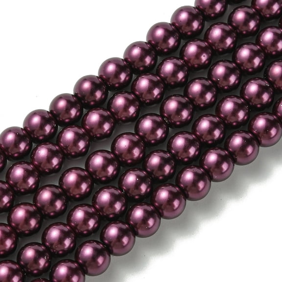 20strands Dyed Glass Pearl Beads Strands Grade A Round Cord Threaded Purple 6mm Hole: 1.2~1.5mm about 70pcs/strand 15.7 inch