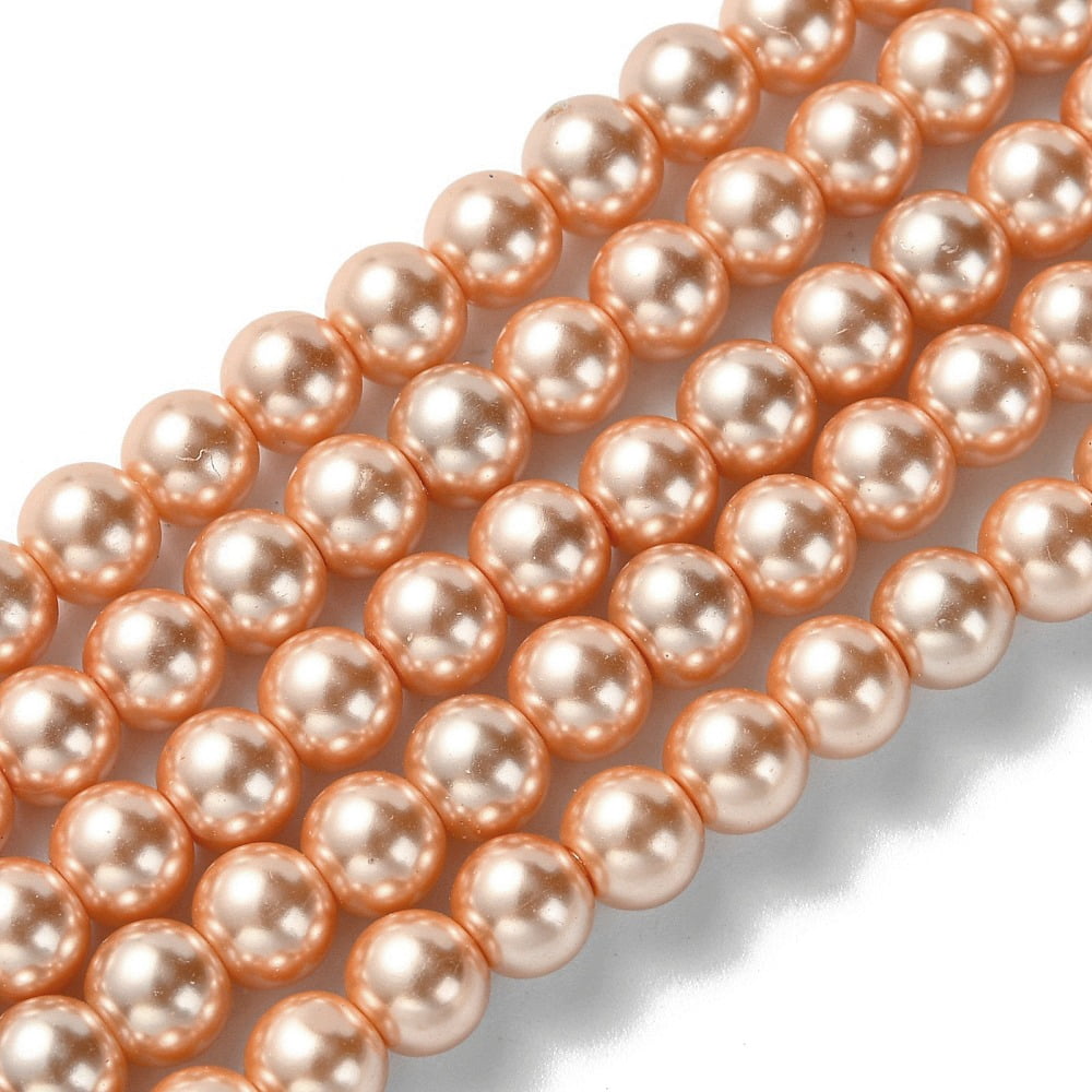 20strands Dyed Glass Pearl Round Beads Strands Grade A Cord Threaded Dark Orange 6mm Hole: 0.7~1.1mm about 72pcs/strand 15 inch