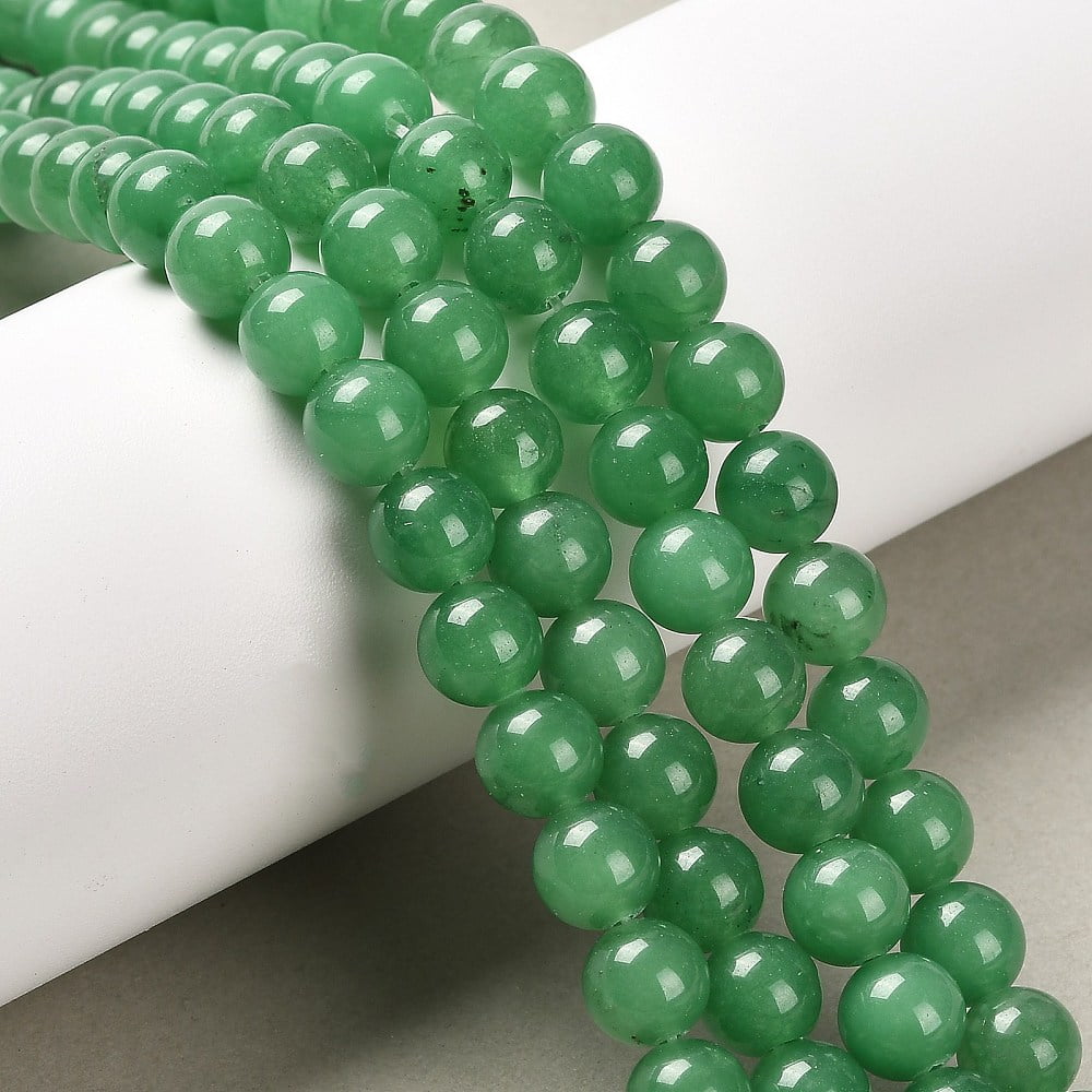 20strands Dyed White Beads Strands Green Aventurine Round about 8mm in diameter hole: 1mm about 49pcs/strand 15 inch