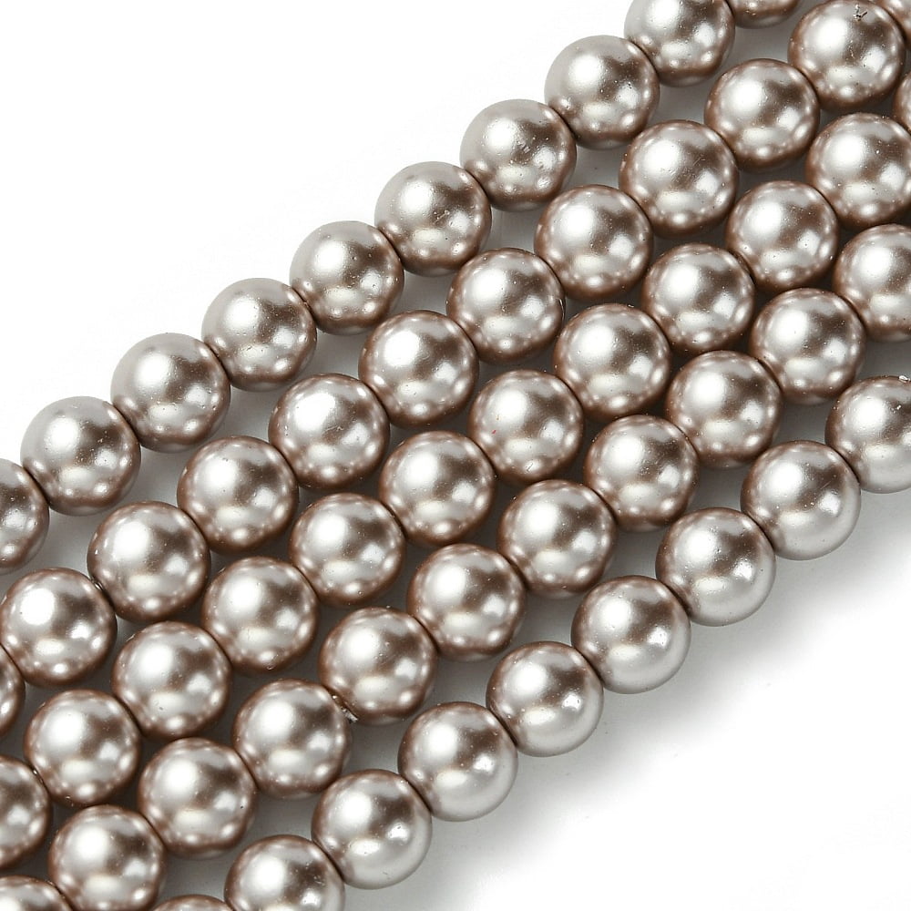 20strands Eco-Friendly Dyed Glass Pearl Beads Strands Grade A Round Cotton Cord Threaded Rosy Brown 6mm Hole: 1.2~1.5mm about 70pcs/strand 15.7 inch