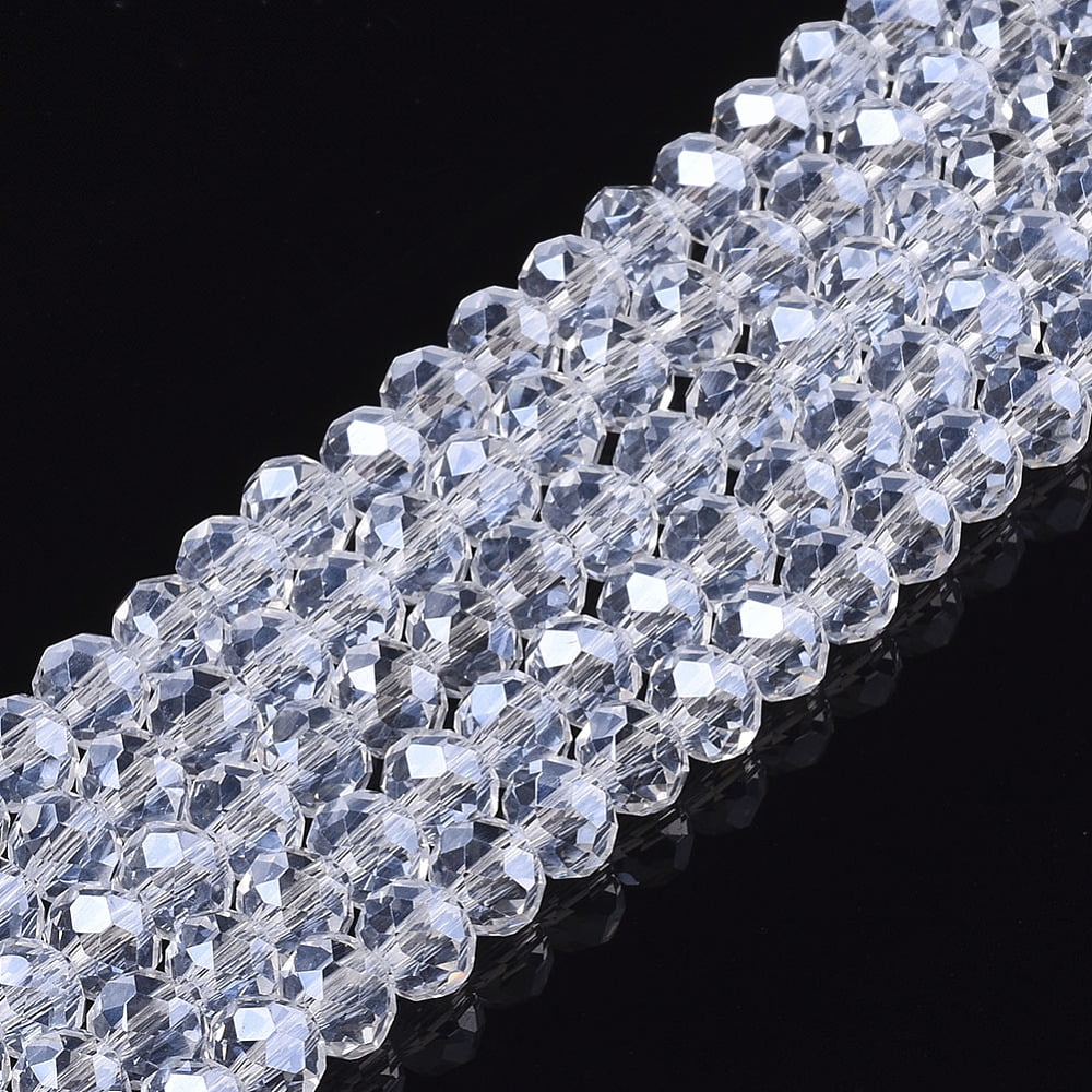 20strands Electroplate Glass Beads Strands Pearl Luster Faceted Rondelle Clear 8x6mm Hole: 1mm about 64~65pcs/strand 40~41cm