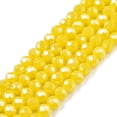 thumbnail image 1 of 20strands Electroplate Glass Beads Strands Pearl Luster Faceted Rondelle Yellow 4x3mm Hole: 0.4mm about 110~115pcs/strand 39~40cm, 1 of 3