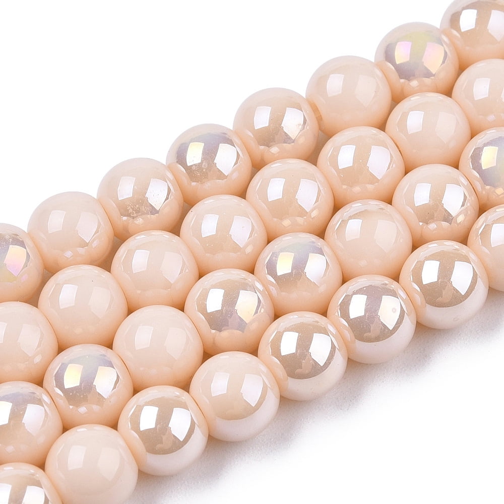 20strands Electroplate Opaque Glass Beads Strands AB color Round PeachPuff 6~6.5mm Hole: 1.4mm about 67~70pcs/strand 14.76 inch~15.16 inch(37.5~38.5cm)