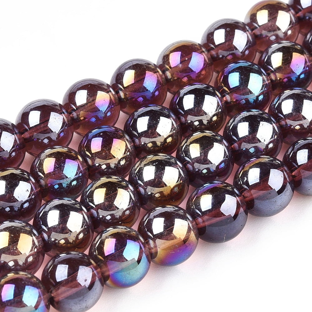 20strands Electroplate Transparent Glass Beads Strands AB color Round Coconut Brown 8~8.5mm Hole: 1.5mm about 51~53pcs/strand 14.96 inch~15.55 inch(38~39.7cm)