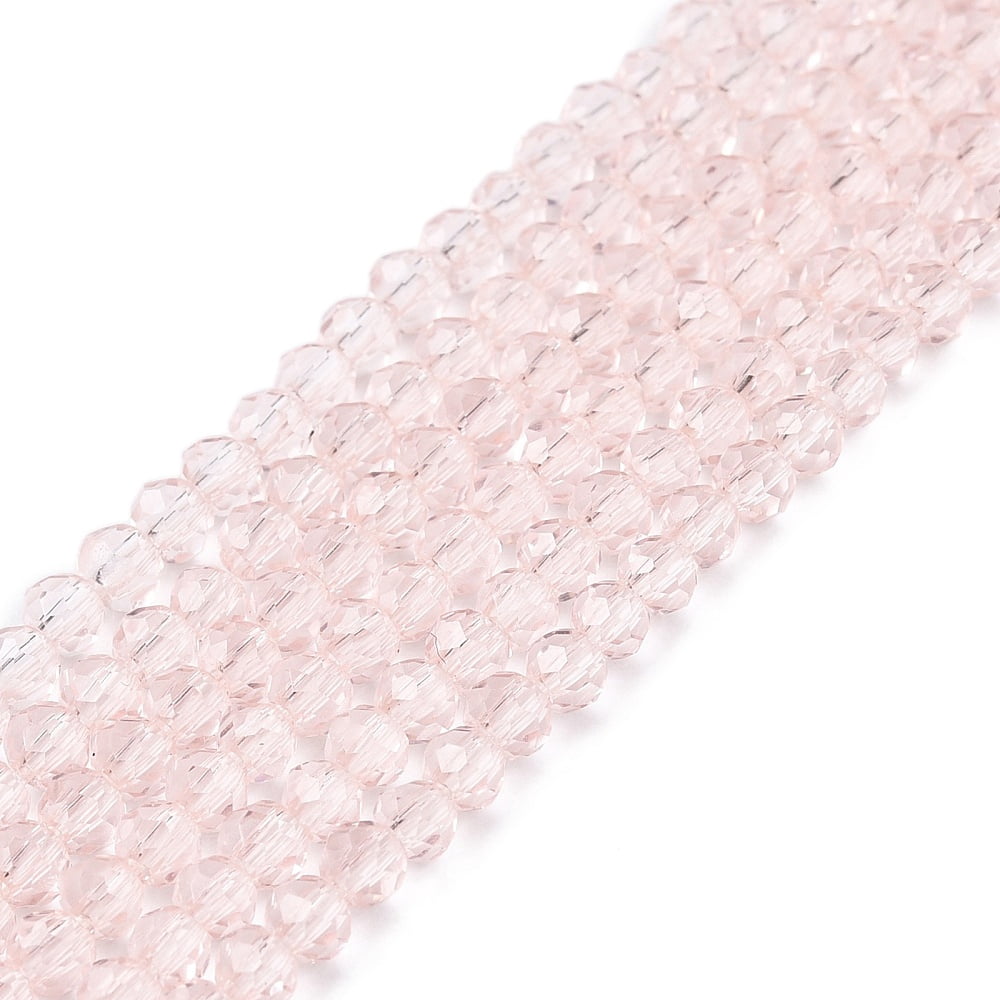 20strands Glass Beads Strands Faceted Rondelle Pink 2.3~2.7x2mm Hole: 0 ...