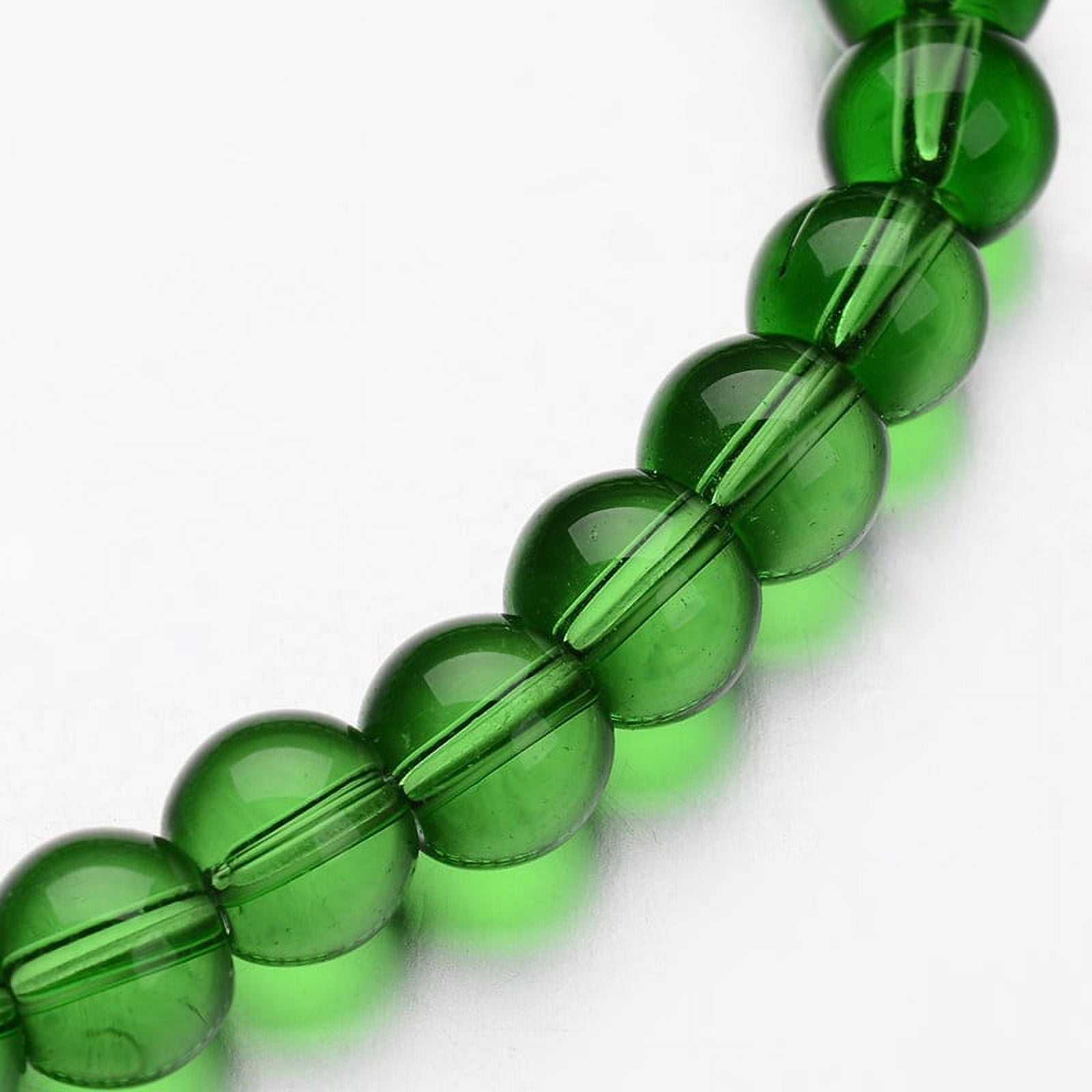 20strands Glass Round Bead Strands Green 10mm Hole: 1mm about 32pcs/strand 11 inch