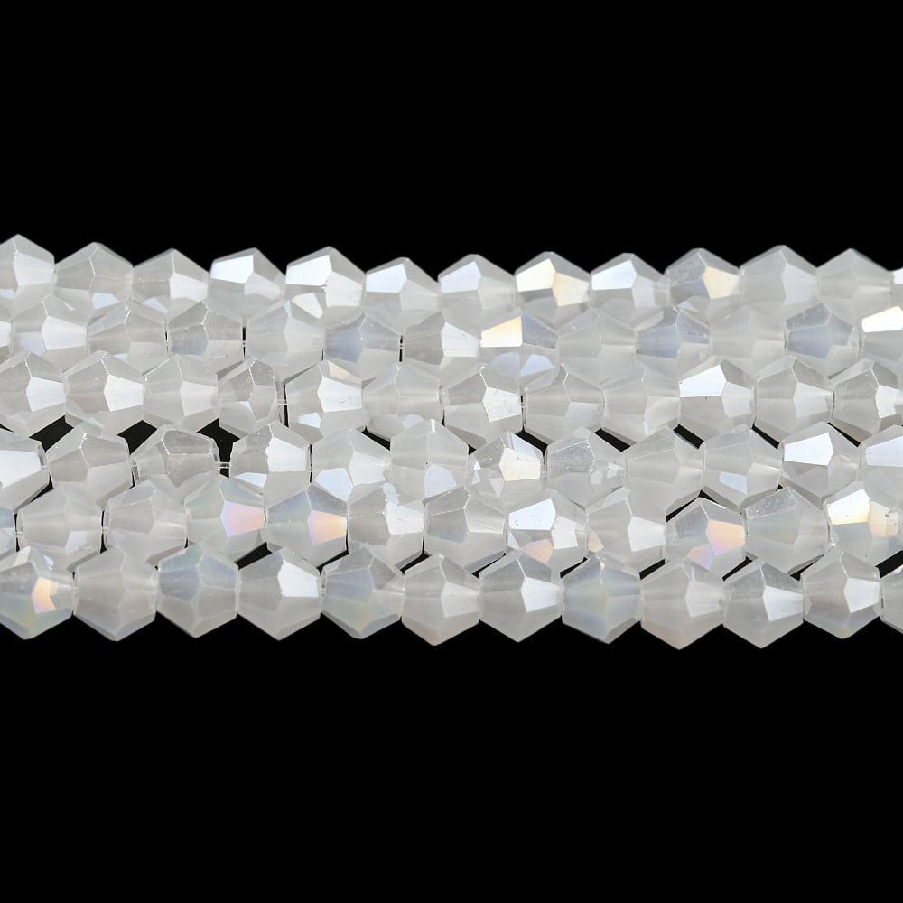 20strands Imitation Electroplate Glass Beads Strands AB color Faceted Bicone White 4x4mm Hole: 0.8mm about 80~85pcs/strand 30~32cm