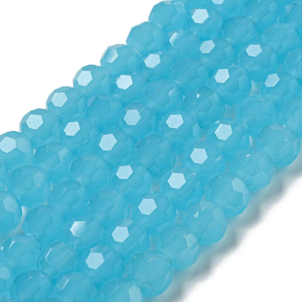 20strands Imitation Glass Beads Stands Faceted Round Deep Sky Blue 6mm Hole: 1mm about 98pcs/strand 20.47''(52cm)