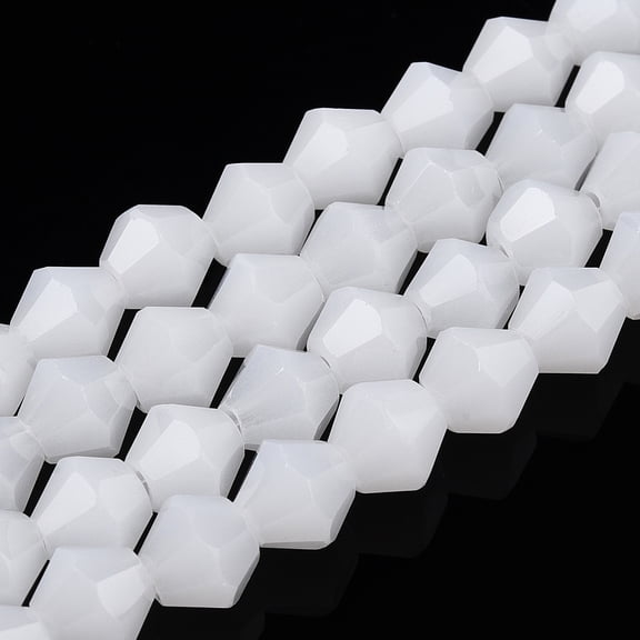 20strands Imitation Jade Glass Beads Strands Faceted Bicone Snow 6x5.5mm Hole: 1.2mm 45-47pcs/strand 9.65-9.84 inch(24.5-25cm)