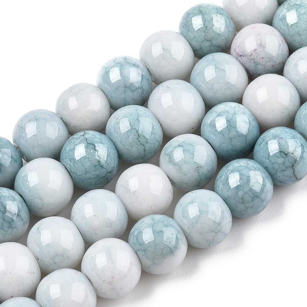 20strands Opaque Glass Round Beads Strands Imitation Stones Round Pale Turquoise 8~9mm Hole: 1.5mm about 104~106pcs/strand 30.31~31.10 inch(77~79cm)